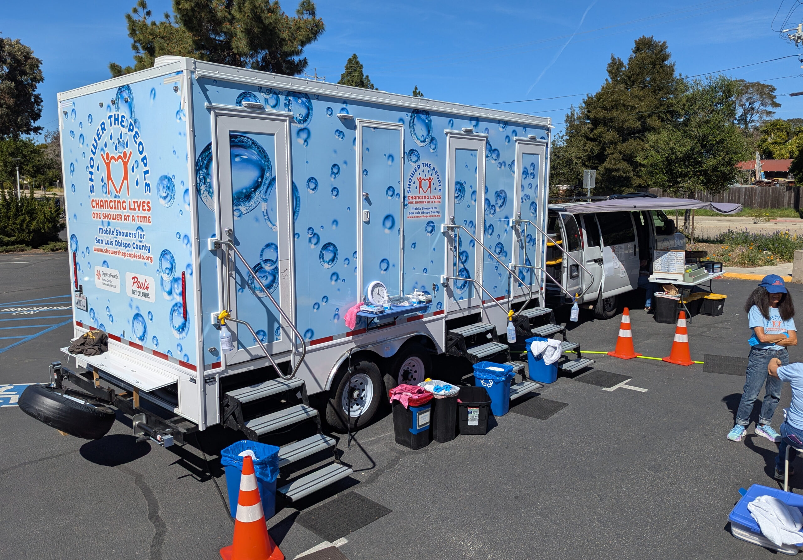 Shower the People's new shower trailer, on its first day of operation.